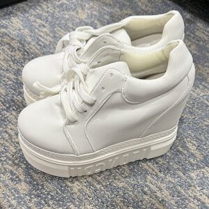 White Platform/Heeled Sneakers